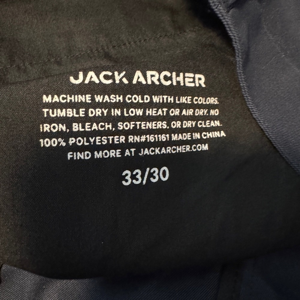 Jack Archer Jetsetter Pants Men's 33x30 Navy Blue Chino Flat Front Performance - Picture 3 of 6